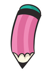 Cartoon pencil png, retro illustration, transparent background