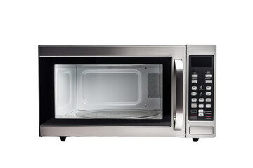 Fototapeta premium Compact Microwave with a Digital Control Panel and a Glass Turntable Isolated on Transparent Background