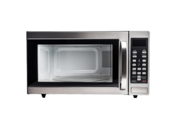 Compact Microwave with a Digital Control Panel and a Glass Turntable Isolated on Transparent Background