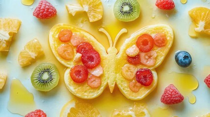 Colorful Fruit Butterfly Art Arrangement