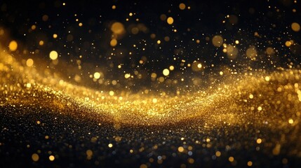 Elegant Gold Glitter Particles on Dark Background