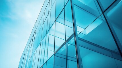 Obraz premium Modern Glass Building with Blue Reflections