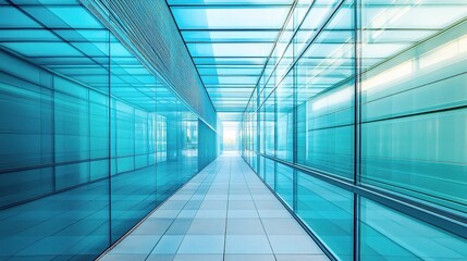 Modern Glass Corridor with Natural Light