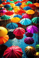 vibrant beverage decorations featuring colorful cocktail umbrellas various patterns designs fun festive atmosphere, drink, bar, tropical, garnish, fruit