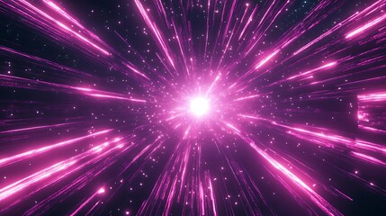 Obraz premium Neon speed rays abstract background. A burst of pink light energy. The movement of luminous purple rays in space. 