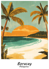Obraz premium Bora Bora, Vintage Travel Posters Digital Download, Retro Art Prints, Wall Decor, Home Office Decor