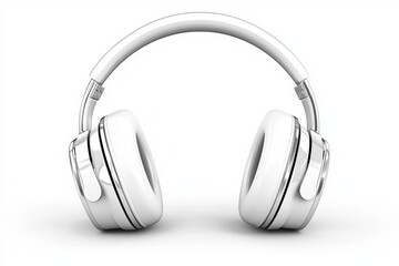 Modern white headphones on white isolated background.