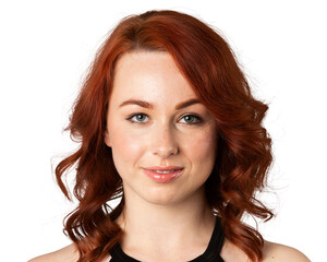 Fototapeta premium Ginger woman png transparent, smiling face portrait