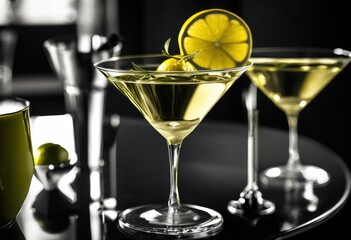 elegant martini glass polished countertop showcasing minimalist design sophisticated style, chic, sleek, serving, beverage, barware, crystal, drinkware