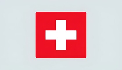 Fototapeta premium Swiss cross displayed prominently on a vibrant red background, symbolizing neutrality and humanitarian values