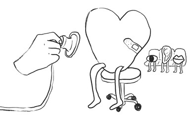 Dairy health check png element with heartache icon healthcare doodle