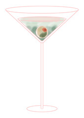 Cocktail glass png sticker, transparent background