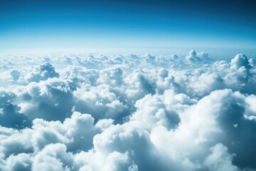 Aerial view of fluffy white clouds in a blue sky