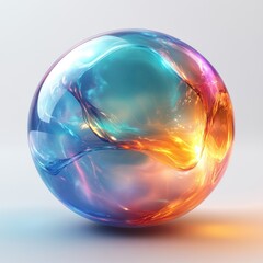 Vibrant Abstract Sphere with Bright Gradient Hues and Reflective Surface