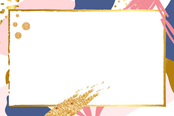 PNG gold frame on Memphis pattern background