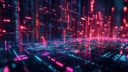 Fototapeta premium Vibrant Digital Data Stream in Abstract Style