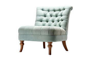 Vintage Slipper Chair with Detailed Carvings and Floral Pattern Isolated on Transparent Background