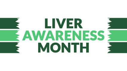 Liver Awareness Month text with side lines on a White background. Which is observed every year in October to celebrate and wish Liver Awareness Month.