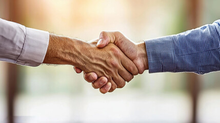 Business Partners Engaging in Firm Handshake