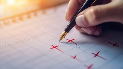 Checking test answers with red pen