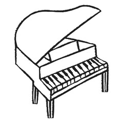 Grand piano png sticker, music doodle on transparent background