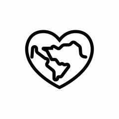 earth in heart shape icon sign vector