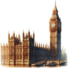 Fototapeta premium Famous British Clock Tower Big Ben Isolate Vector Illustration 