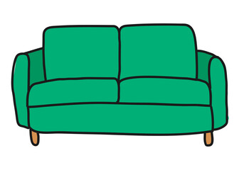 Green couch  png sticker, furniture transparent background