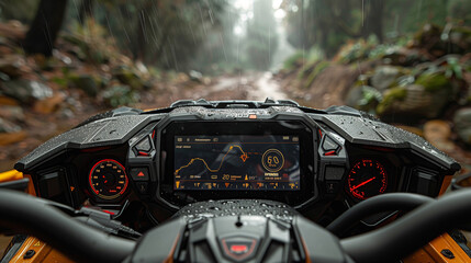 Close-Up of Smart ATV Dashboard with Real-Time Data Display