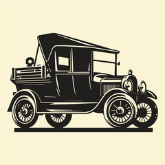 Classic old vintage car  automobile silhouette artwork design