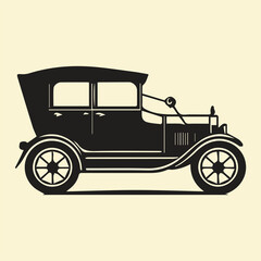 Classic old vintage car  automobile silhouette artwork design