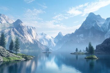 Fototapeta premium Serene mountain lake landscape