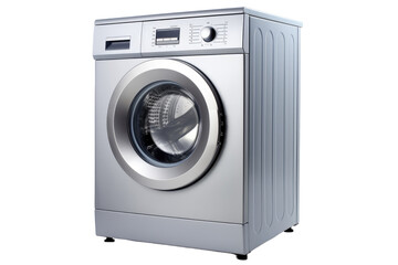 Classic Top-Loading Washing Machine with Large Capacity Drum and Chrome Finish Isolated on Transparent Background