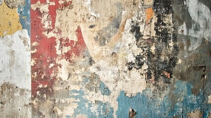 Obraz premium Grunge Wall Texture with Peeling Paint and Layers of Torn Posters.