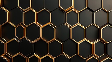 Elegant Hexagonal Pattern with Golden Accents
