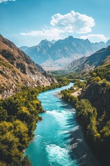 Stunning mountain landscape with turquoise river