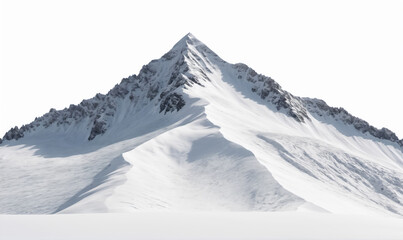 A snow-covered mountain peak rises against a clear sky