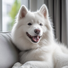Fototapeta premium white dog portrait