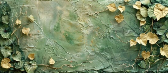 Handmade Paper And Leaves On The Sides