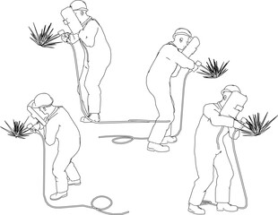Vector sketch illustration design of a construction worker doing iron welding work
