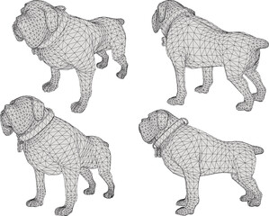 Vector sketch illustration design of a pet bulldog dog with a collar as a house guard