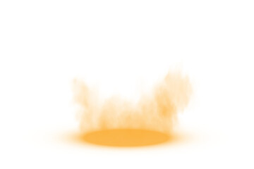 Stage with directional yellow light and light smoke on transparent background, neon light, empty stage and studio room with floating yellow smoke. For product demonstrations. PNG.
