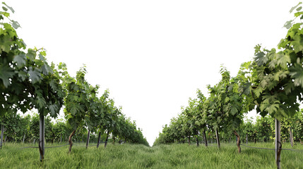 Vineyard Distant Perspective on Transparent Background