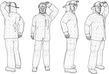Vector sketch illustration design of firefighter in security uniform