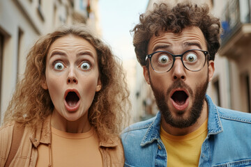 Surprised Couple Outdoors in Daylight 