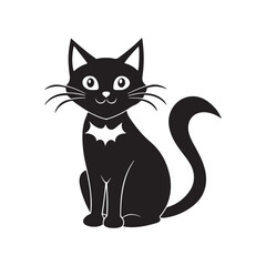 cat silhouette vector, black and white silhouette, vector and illustration