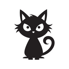 cat silhouette vector, black and white silhouette, vector and illustration