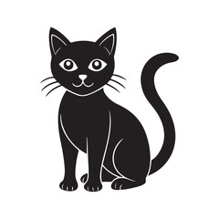 cat silhouette vector, black and white silhouette, vector and illustration