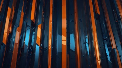 Glossy blue orange abstract stripes corporate tech motion background Generative AI