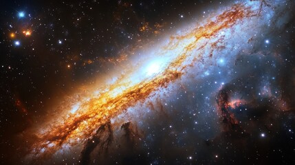 Fototapeta premium A stunning view of a galaxy showcasing vibrant colors and cosmic structures.
